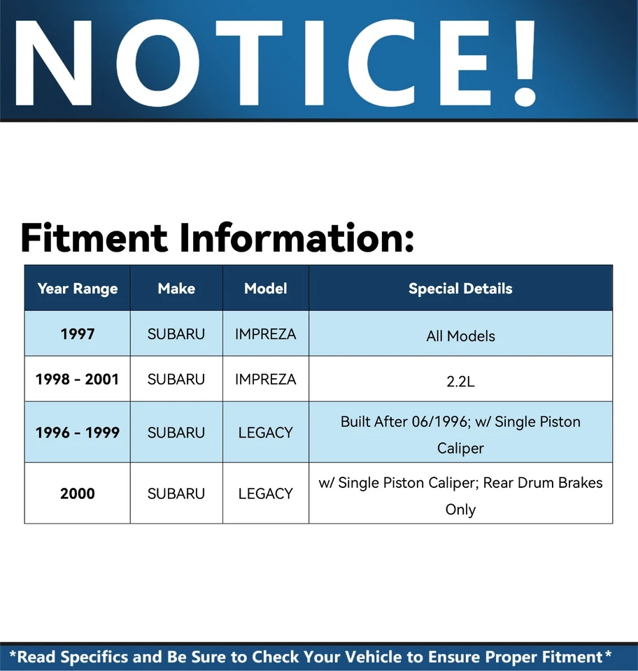 260mm Front Drilled Rotor Ceramic Brake Pad for 1997-2000 Subaru Impreza Legacy — 第 2/4 张图片