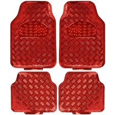 New Chrome Red Metallic Car Truck Front Back All Weather Rubber Floor Mats New Chrome Red Metallic Car Truck Front Back All Weather Rubber Floor Mats