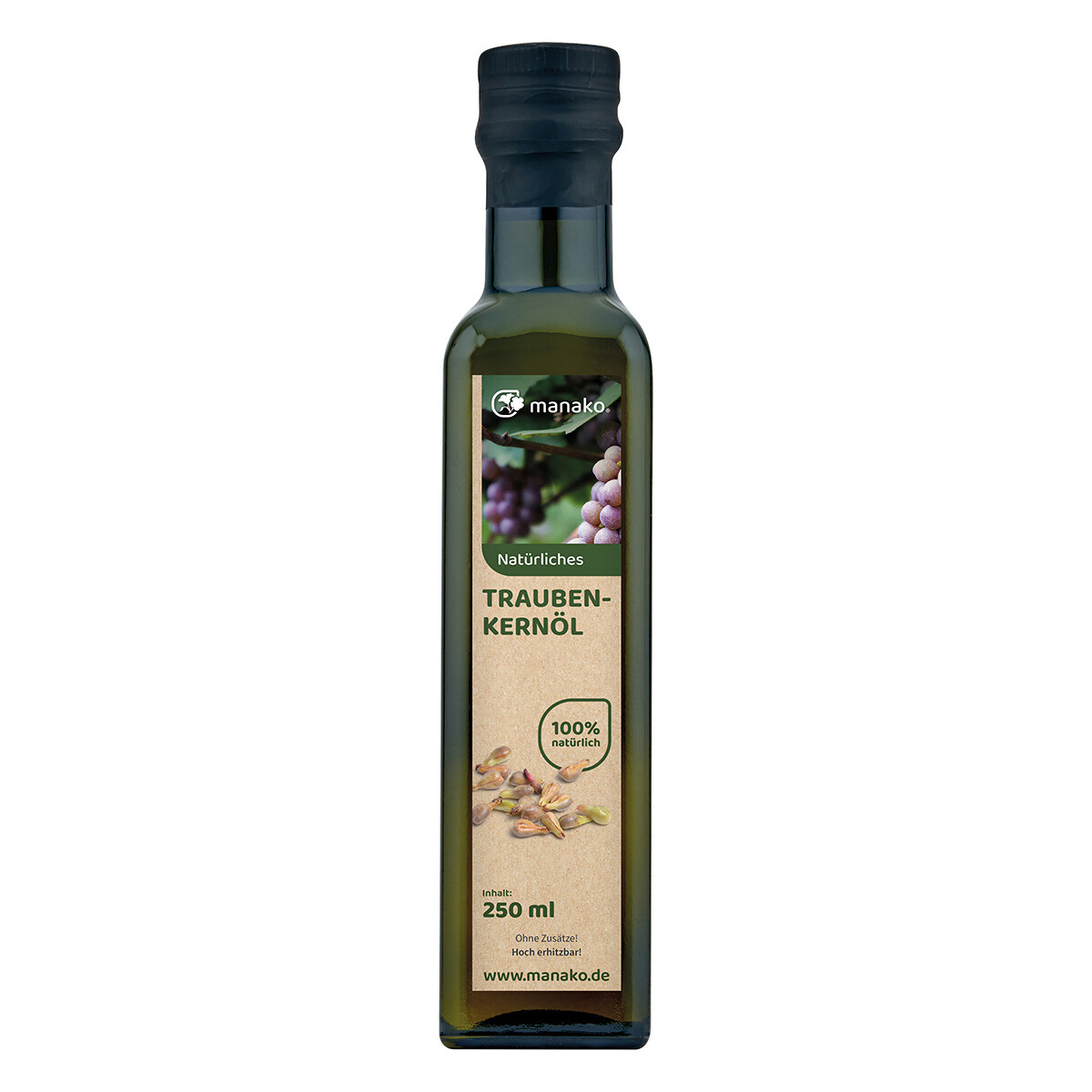 manako Traubenkernöl, raffiniert, 250 ml Glasflasche