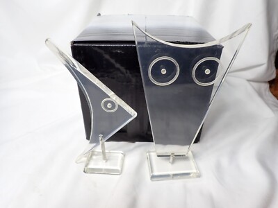Vintage 1972 Rare Acrylic Art Owl & Fish by Designs Unlimited Signed HA Koch