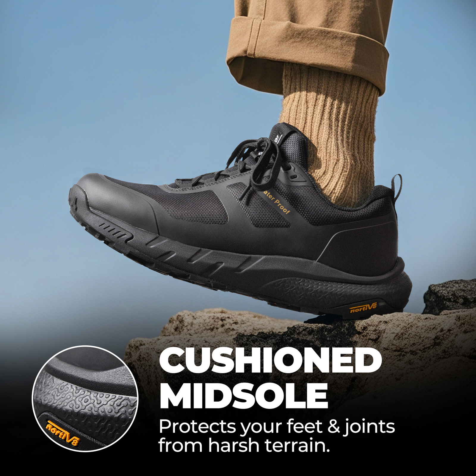 Men's Waterproof Hiking Shoes Lightweight Walking Sports Sneakers Arch Support