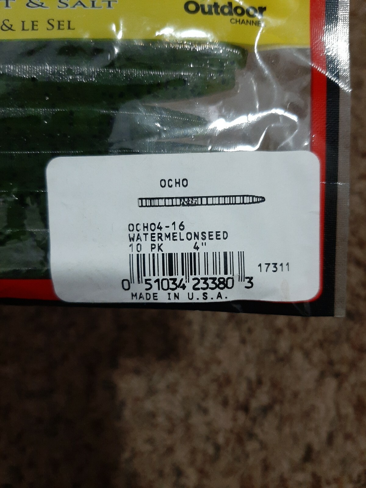 Strike King KVD Perfect Plastic Ocho Watermelon Seed 4in 10pk Worm  - Image 2