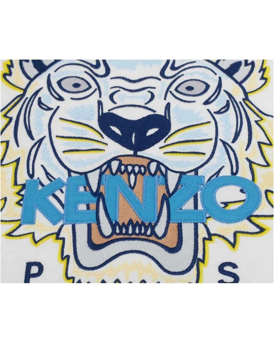 KENZO Logos Tigre Coton Brod Logo Pull Blanc Grand