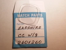 Unbranded to fit - Sapphire Crystal 26x26mm, 0.9mm ht with gasket square crystal