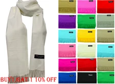 Mens Womens Winter Plain Solid Wool SCOTLAND Made 100% CASHMERE Scarf Scarves