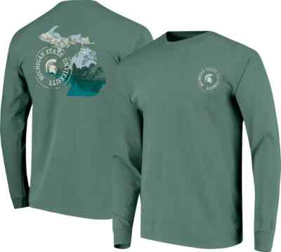 NWT Image One Mens Michigan State Spartans Green Long Sleeve T-Shirt Size M 2D29
