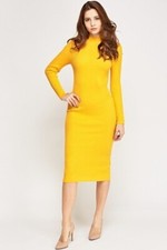RIBBED KNITTED BODYCON DRESS, New with tag, Sunflower, Size 6-10
