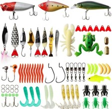 BRAND NEW 79Pcs Fishing Lures Kit for Bass, Trout, Salmon in Freshwater 