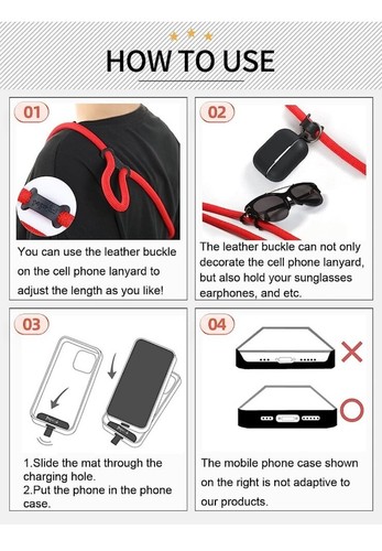 Project-CB Cell Phone Lanyard & 2 Patch Phone Strap Crossbody Universal Lanyard - Zdjęcie 6 z 7