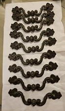 Lot of 9 Large 8" Ornate Bronze Drawer Pull-5.5" Center to Center- Belwith P2265