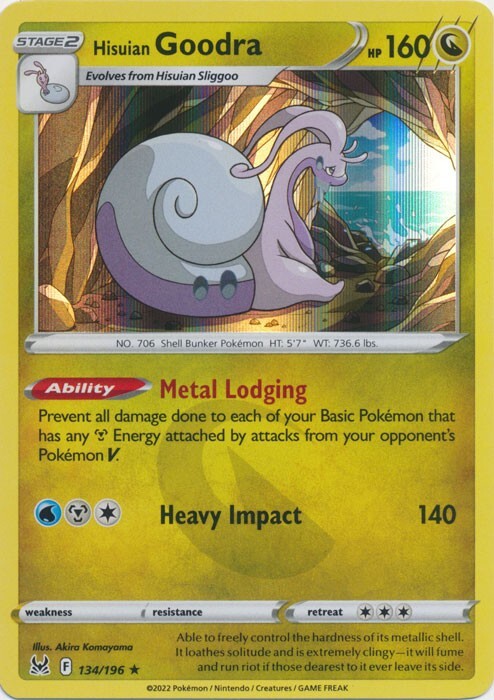 Holo Hisuian Goodra 134/196 Holo Rare  Lost Origin Pokemon TCG