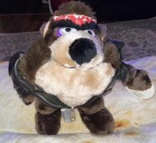 Vintage 1992 TAZ DEVIL 9” Stuffed Plush Biker Jacket Harley Mighty Star 24K NWT!