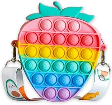  LARGE SIMPLE DIMPLE POP IT BAG WITH ZIPPER & SHOLDER STRAP Purse