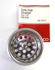 Lasco Sink Cup Strainer-Fits 1 1/2 "With Post - MPC-03-1317- Chrome Plated