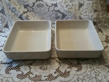 2 Vintage BON CHEF Ivory 10X12 LARGE CASSEROLE DISH CAST ALUMINUM enamel lasagna