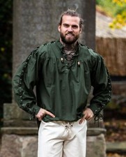 Mittelalter Wikinger LARP Hemd Schnürung Ärmel rot blau grün schwarz weiß 