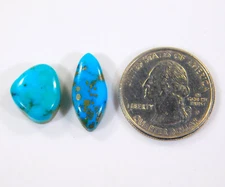 2 Pcs Natural Kingman Turquoise Pear Shape Cabochon Gemstone 16.00 Ct DK=13