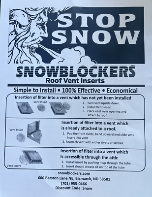 Snow Blockers Roof vent Snow blowing into roof vents Snow damage