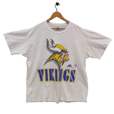 Vintage 90s Minnesota Vikings NFL Shirt Apex One Made in USA White Size X-Large