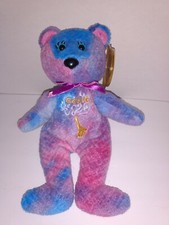 JC Bears Celebrity Bears 64 Blue Purple Genie Bean Bag Plush With Tags 9" Tall