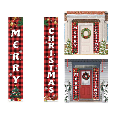 Merry Christmas Door Hanging Banner Xmas Couplet Outdoor Indoor Sign Decor