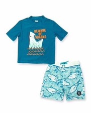 OSHKOSH B'GOSH Toddler Boys' 2T Beware of Sharks 2-Piece Rashguard Swim Set NWT