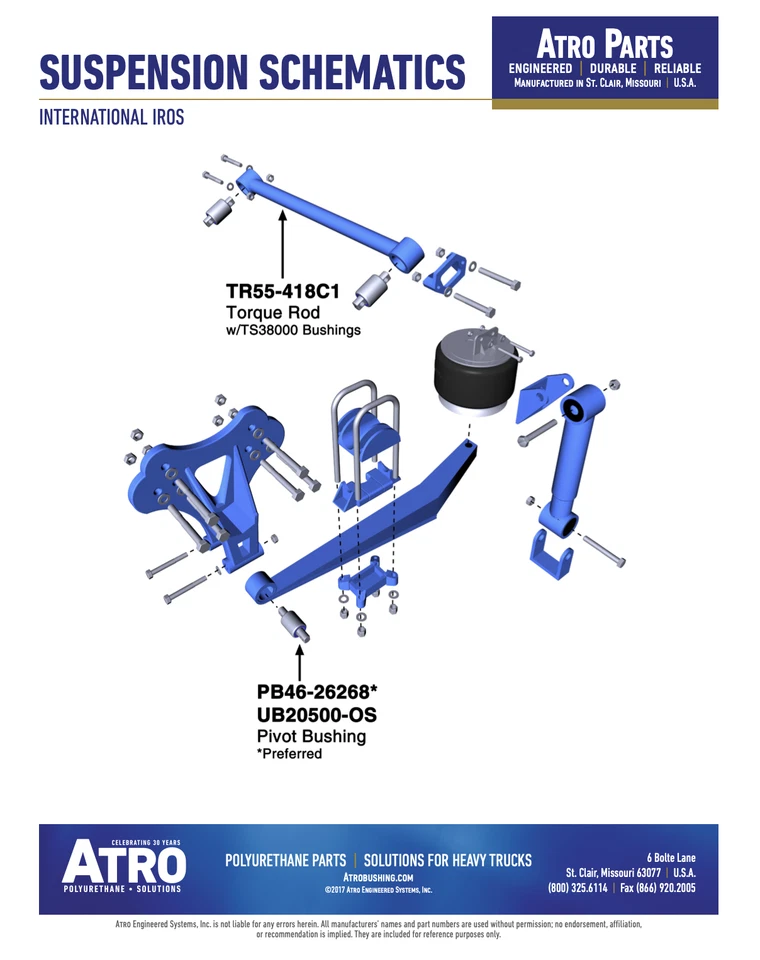 4 Rear Leaf Spring Polyurethane Bushing for Freightliner/IHC Replaces1616412000  - Image 4 of 4