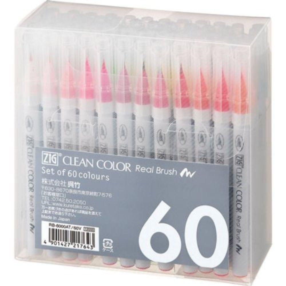 ZIG Kuretake Clean Color Real Brush Fude Pen Set From Japan