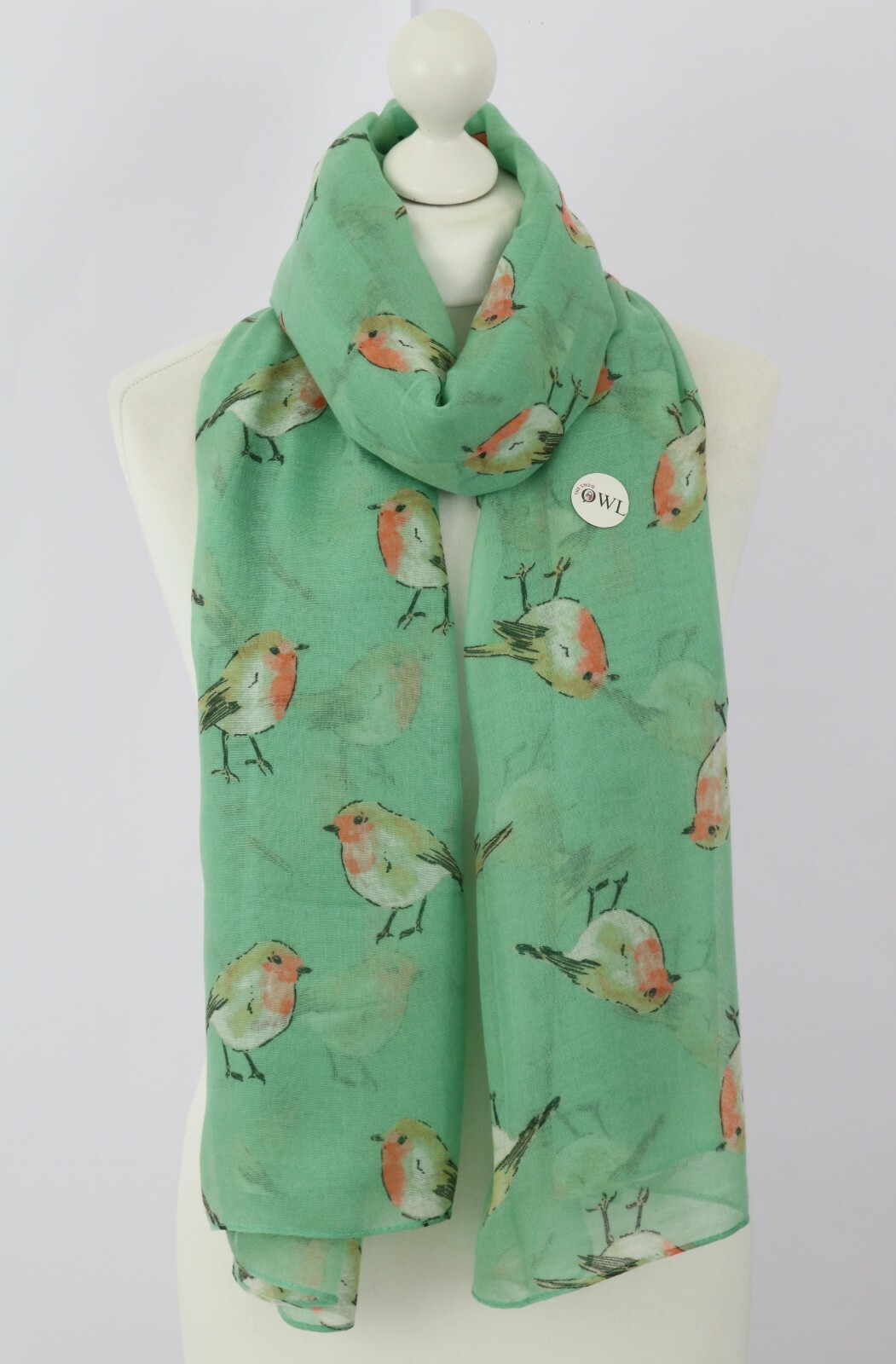 Soft Robin Scarf Red Robins Garden Bird Print Scarves Christmas Wrap