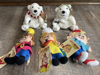 Vintage Bean Bag Breakfast Bunch Plush Snap Crackle Pop Coca Cola Bears Collecti