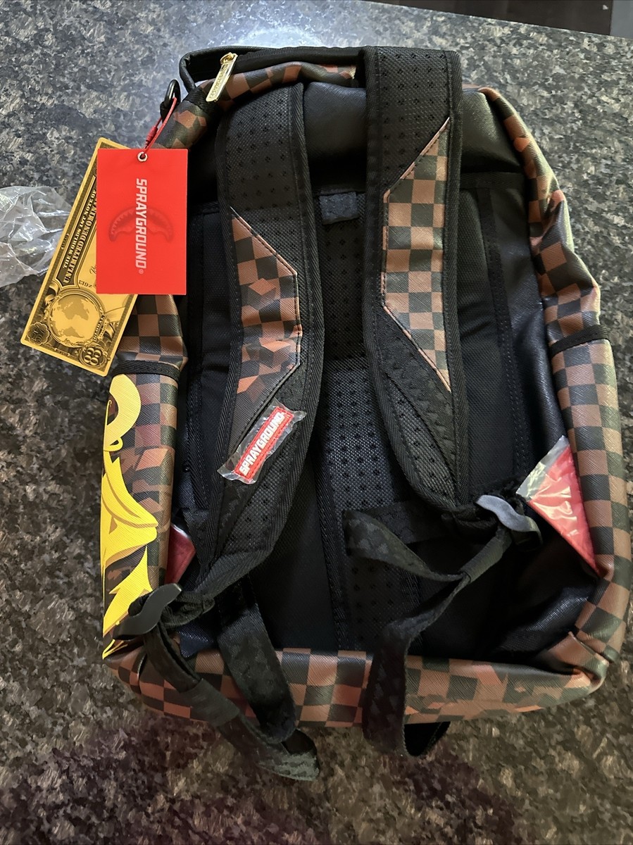 Sprayground Backpack Brown Written Gold Unisex Adult Black Sprayground Backpack Brown Written Gold Unisex Adult Black