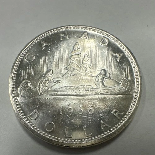1966 Canada Silver Dollar $1 Coin Queen Elizabeth II .800 Fine Silver