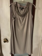 R & M Richard’s Beaded Taupe 8 Petite Dress 