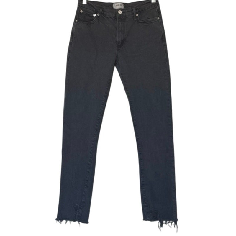 Agolde Toni MidRise Straight Jean Frayed Hem Size 27 Black