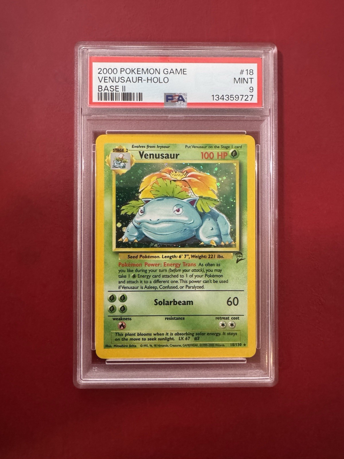 Venusaur 18/130 Holo Rare Base Set 2 Pokemon Card PSA 9 Mint New Cert