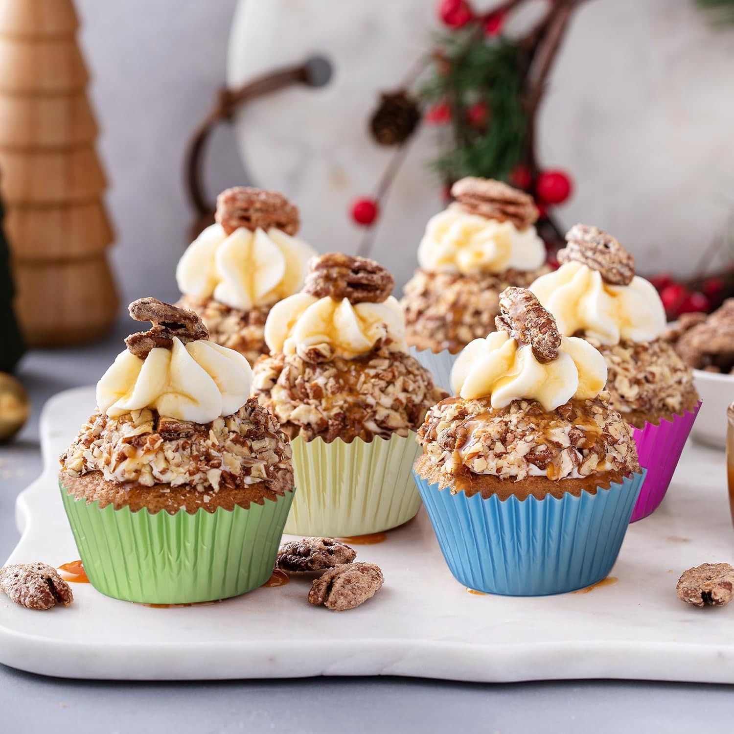 240pcs Metallic Foil Cupcake Liners - Standard Size 2 Inches Paper Muffin Liners