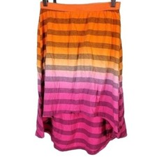 Children's Place Girls Hi Lo Pull On Skirt Pink Orange Large Stripe Cotton Ombre