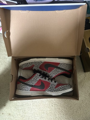 #ad #ad 2013 Nikeid Nike Dunk Size 12.5 Red With Cement Elephant Print Sneakers $275.00