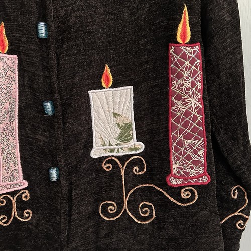 Daniel K Womens Artsy Embroidered Button Up Blazer Jacket Candlesticks Colorful - Picture 3 of 13
