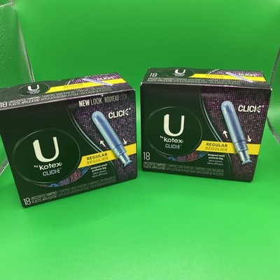 U by Kotex Click Compact Tampons Regular Unscented 18 X 2 / 36 Total FREE SHIP