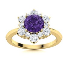 Sterling Silver Amethyst Stone Solitaire Crown Chakra Prong Ring Jewelry