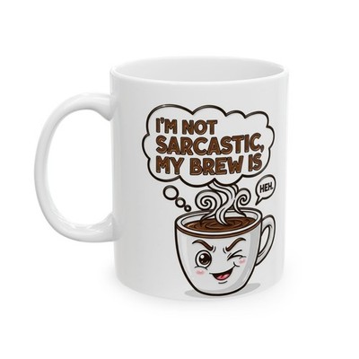 11 oz Coffee Mug Gift Idea Novelty Cartoon Comic Sarcastic Funny Winking Brew