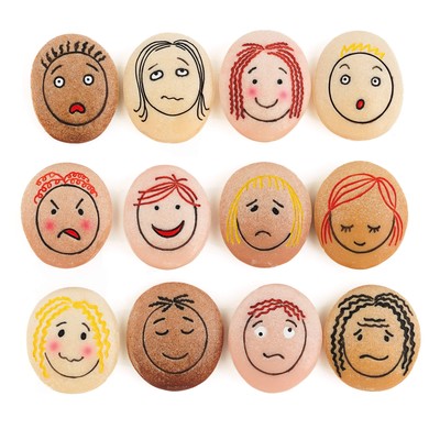YD-21 Emotion Stones with Faces Showing Common Emotions, Set of 12, Kindergar...