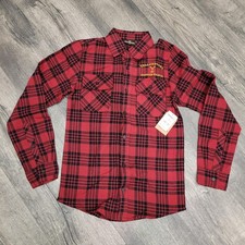 New YellowStone Shirt Mens SIZE X-SMALL Red Black Plaid 'Dutton Ranch' Flannel