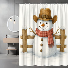 Whimsical Snowman Shower Curtain for Holiday Decor