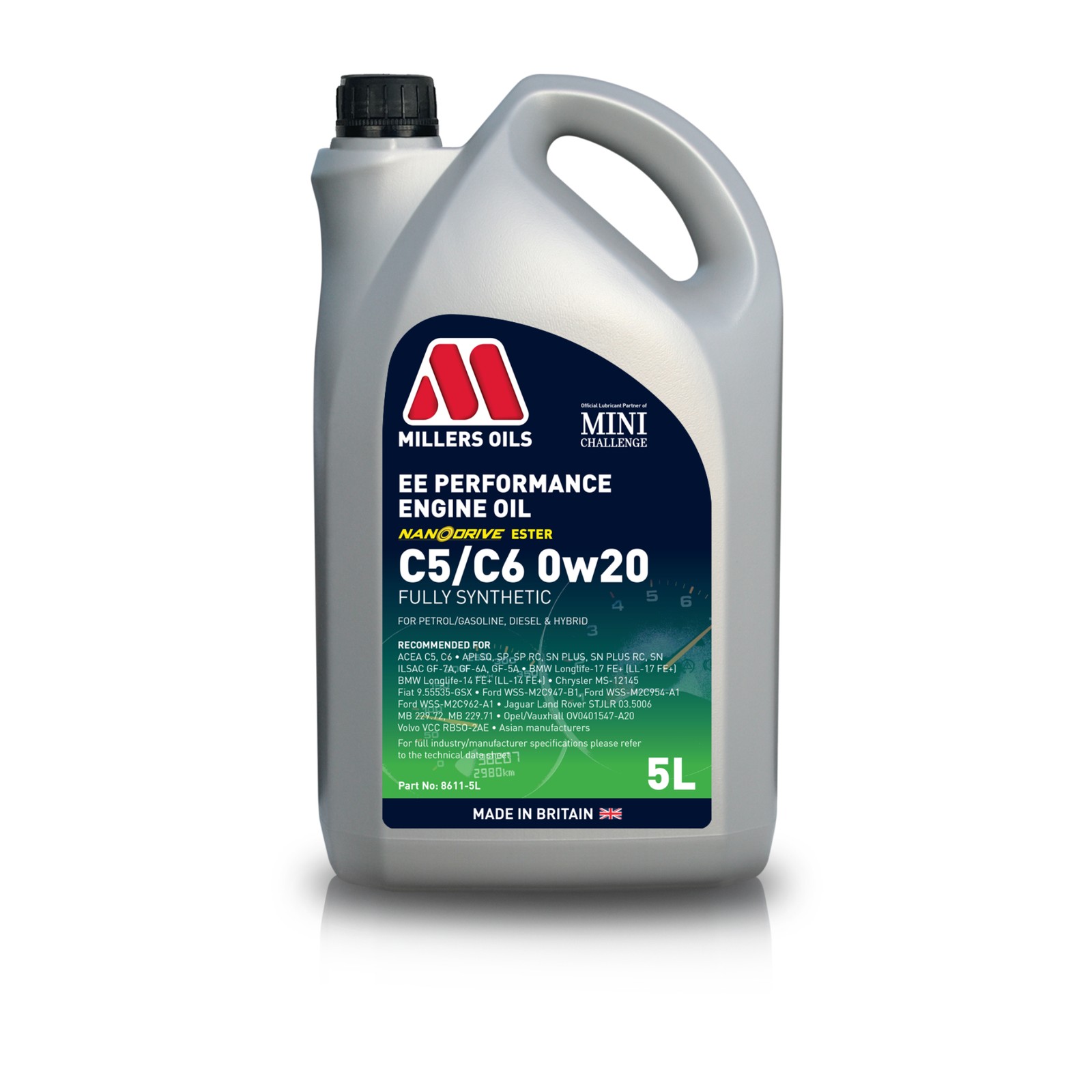 1x 5L (5L) Millers Oils EE Performance C5/C6 0W20 Fully Synthetic Engine Oil