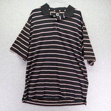 FootJoy Polo Shirt Mens Large Performance Golf Stretch Black Stripe Short Sleeve