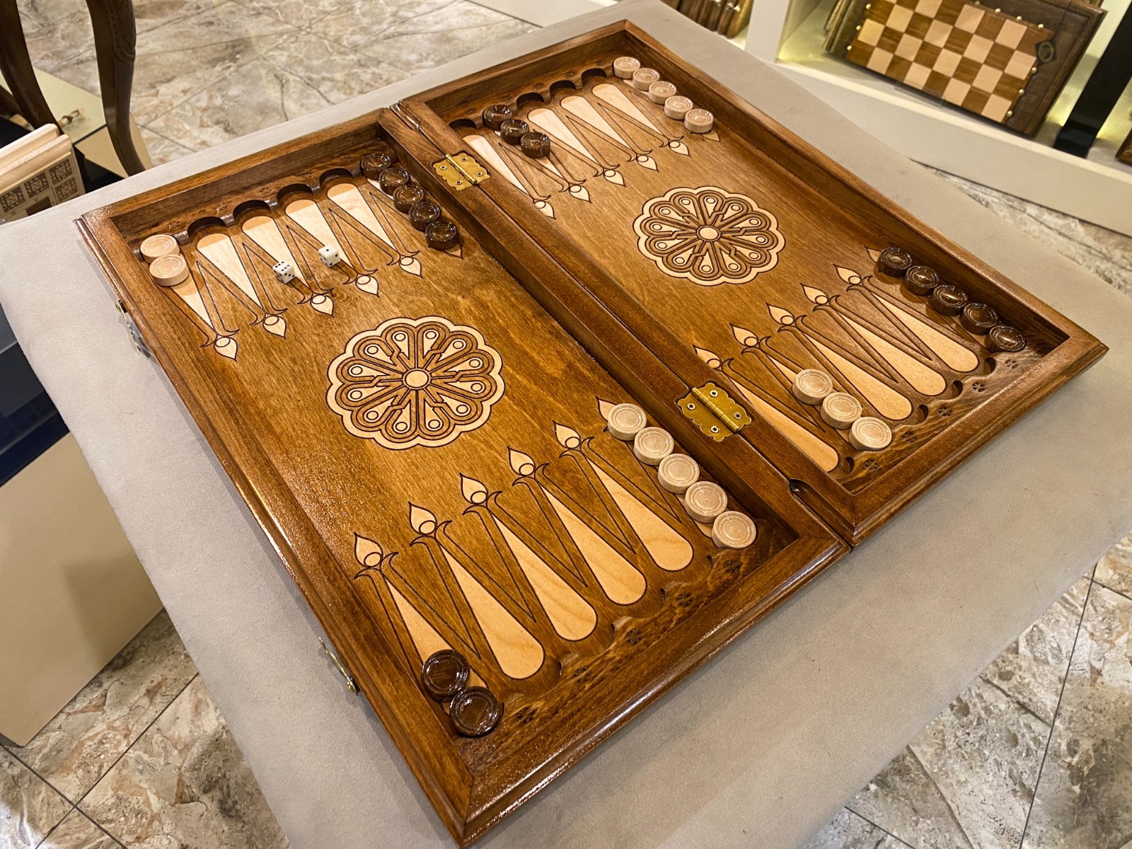 Backgammon Set Tree of Life, Wooden Board Game, Wood Armenian Nardi Handmade