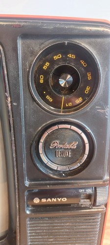 Sanyo Portable Deluxe Model 12-T224 Red Vintage Retro TV Prop Black And White - Picture 15 of 22