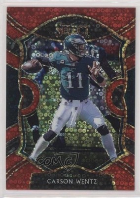 2020 Panini Select Concourse Red Disco Prizm 29/49 Carson Wentz #17 0e7u